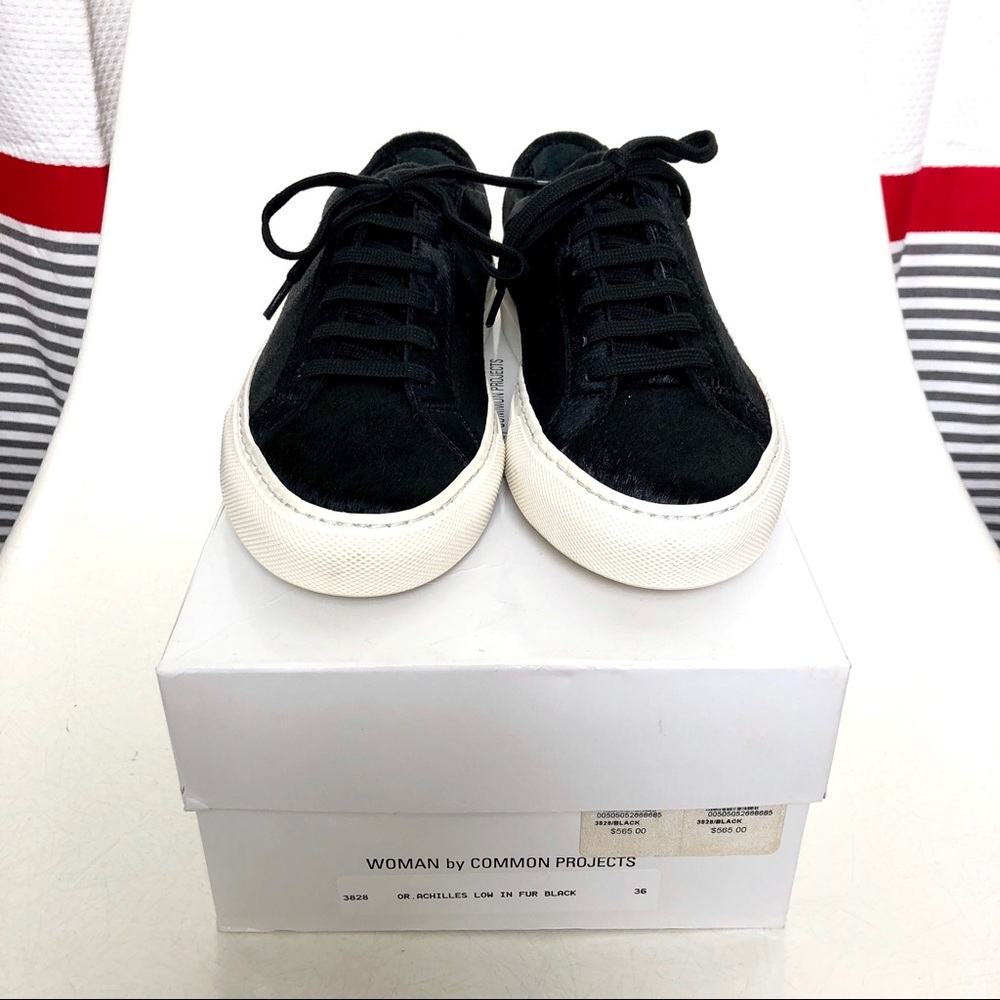 Common Projects Achilles Low in Fur Black Sneakers